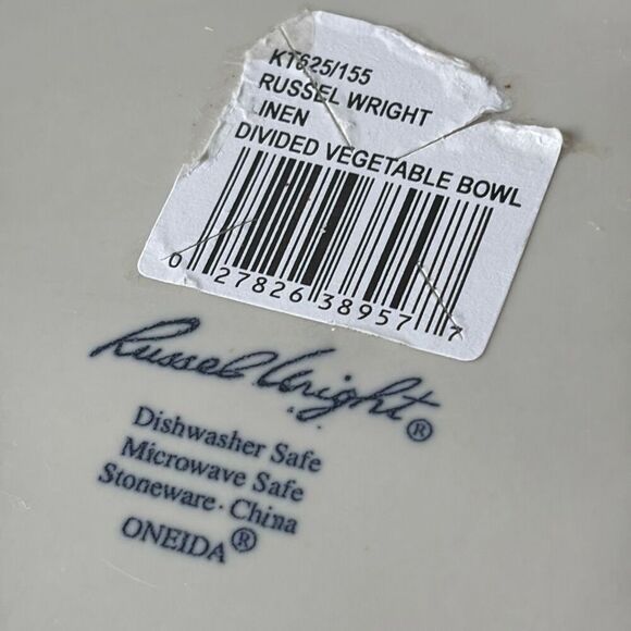 New Russel Wright by Oneida 10-3/8" Divided Vegetable Bowl Linen Creme - Picture 7 of 7